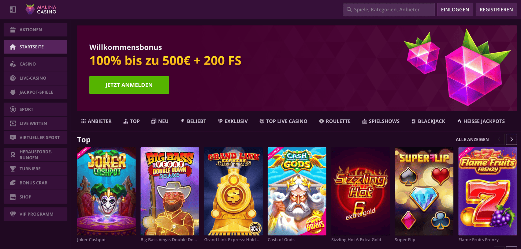 MalinaCasino Online Casino